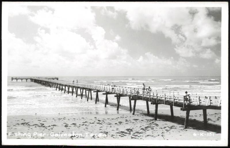 Fishing Pier Extending into the Ocean Waters Galveston Texas