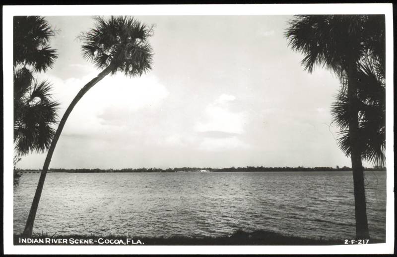 Indian River Scene Framed by Palm Trees Cocoa Florida