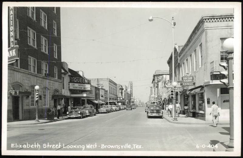 Elizabeth Street Looking West with Queen Theatre Brownsville Texas