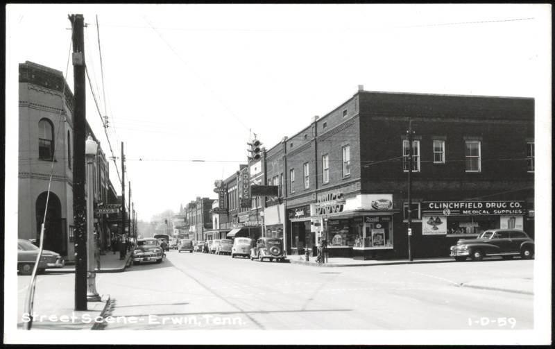 Downtown Street Scene with Clinchfield Drug Co.