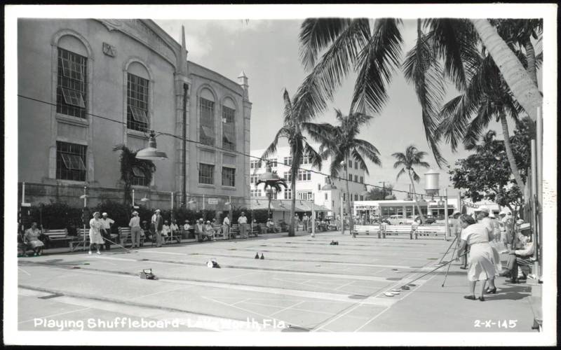 Playing Shuffleboard Outdoors in Lake Worth Florida