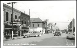 Street Scene with Borroum Drugs and Ray's Shoe Store Postcard