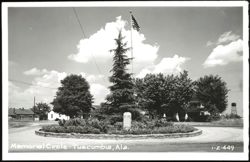 Memorial Circle with Flagpole and Stone Monument Postcard