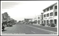 Street Scene with Casa Loma Hotel and Tempe Hardware Co. Postcard