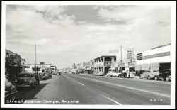Street Scene with Businesses and Cars in Tempe, Arizona Postcard