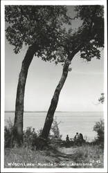 People Sitting by Wilson Lake in Muscle Shoals Postcard