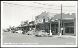 Street Scene with Cars and Storefronts in Chandler Postcard