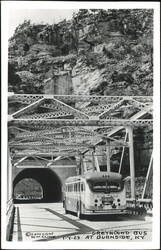 Greyhound Bus on Bridge Near Tunnel in Burnside, KY Postcard