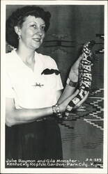 Julie Raymon Holding a Gila Monster Postcard