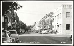 Street Scene with Sterchi's Furniture in Cleveland Postcard