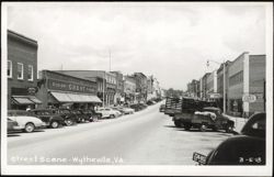 Street Scene with Crest Store and Classic Cars Postcard