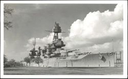 Historic Battleship USS Texas (BB-35) Moored in Berth Postcard