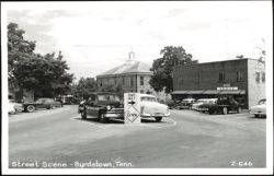 Street Scene with Courthouse and Classic Cars Postcard