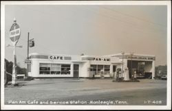 Pan Am Cafe and Service Station Exterior View Postcard