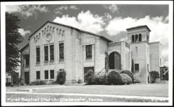 First Baptist Church Building with Bell Tower Postcard