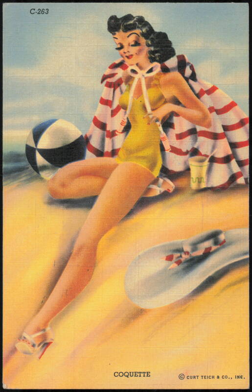 Coquette Bathing Beauty in Yellow Swimsuit Alameda California