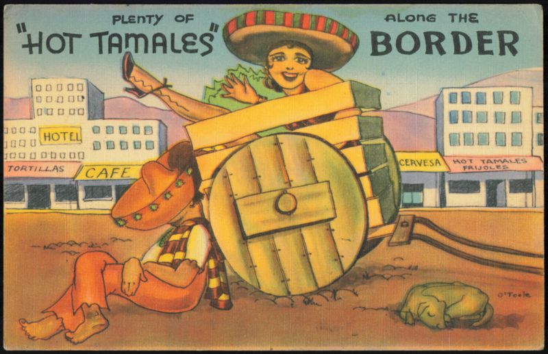Plenty of Hot Tamales Along the Border Humorous Illustration
