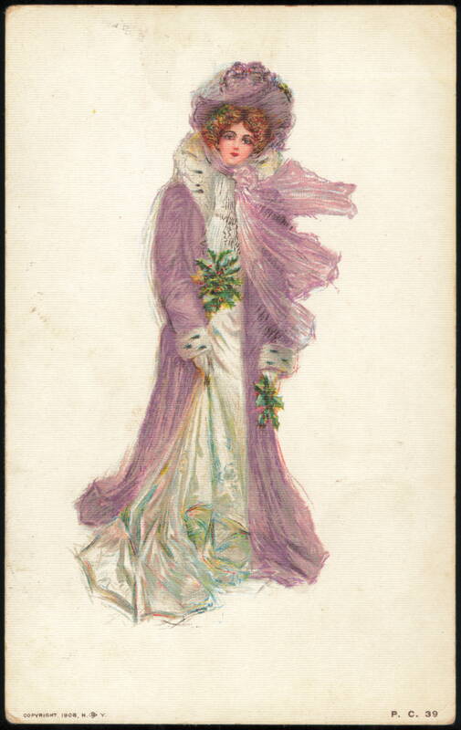 Woman in Purple Coat with Holly Sprigs Maysville Missouri