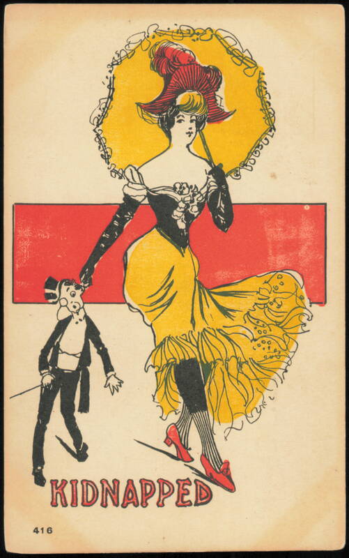 Kidnapped, Fashionable Woman with Tiny Man in Top Hat