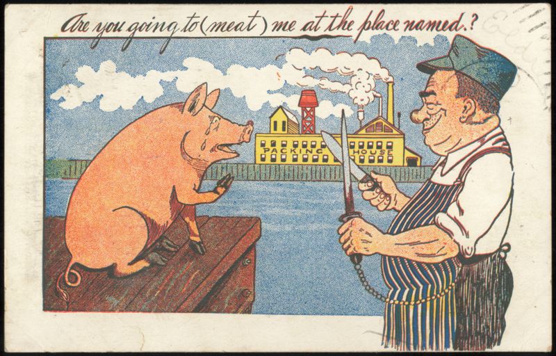 Are you going to (meat) me at the place named? Pig Cartoon Eldred Illinois