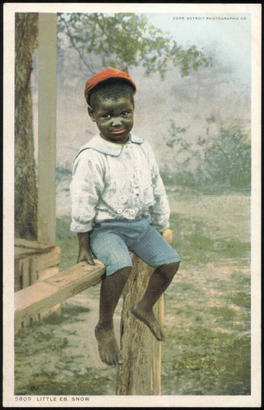 Little Eb. Snow, Young Boy Sitting on a Fence Black Americana