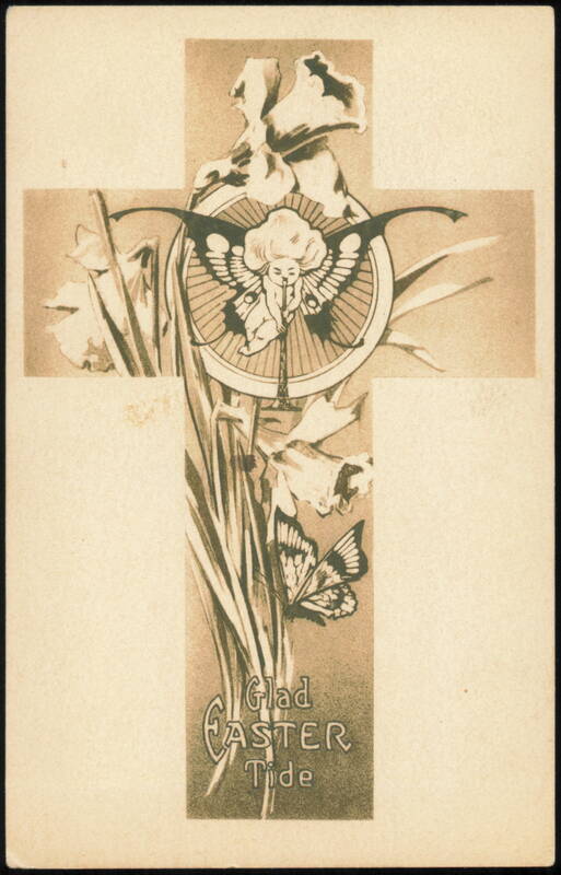 Glad Easter Tide Cross with Fairy and Butterflies Crosses