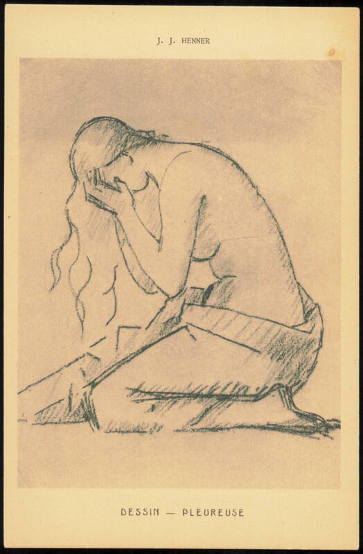 J.J. Henner Drawing of a Weeping Woman Women