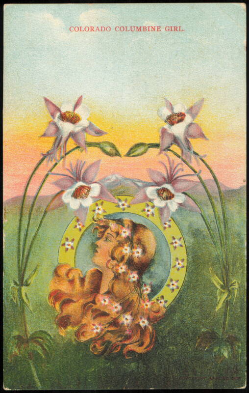 Colorado Columbine Girl Art Nouveau Illustration