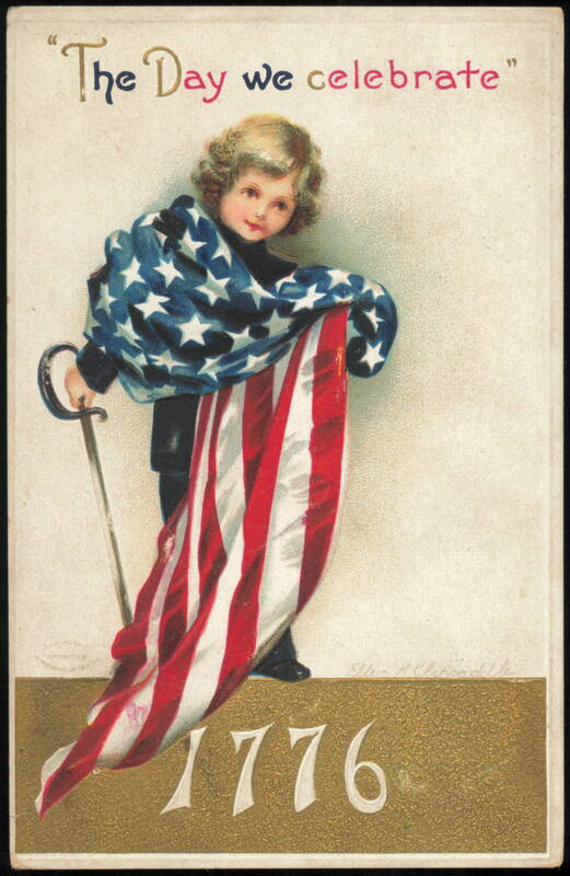 Child with American Flag and Sword 1776 Patriotic Ellen Clapsaddle