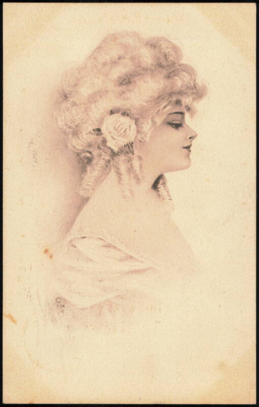 Profile Portrait of a Woman with Rose in Hair Women
