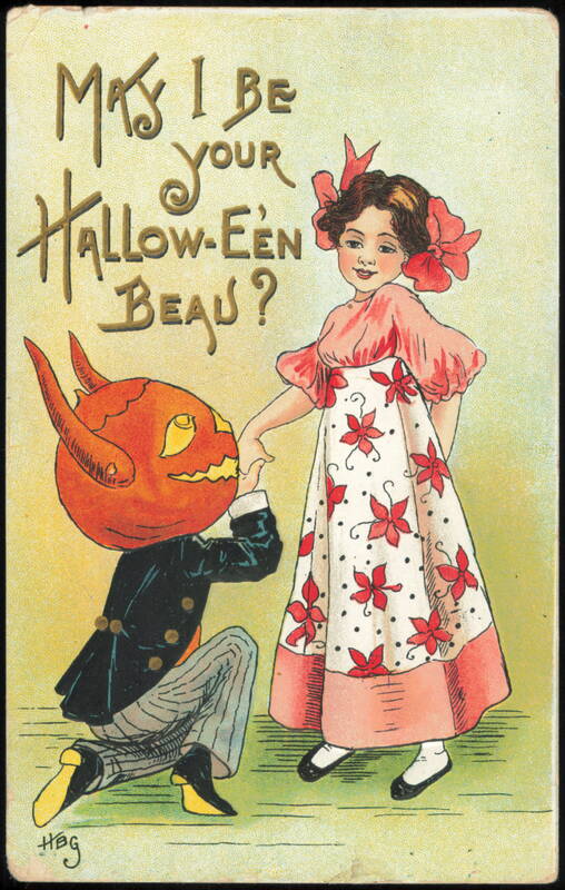 May I Be Your Hallow-Een Beau? Pumpkin Head Man Proposing
