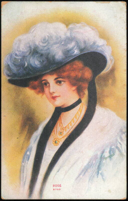 Rose Portrait with Large Blue Feathered Hat Reynolds