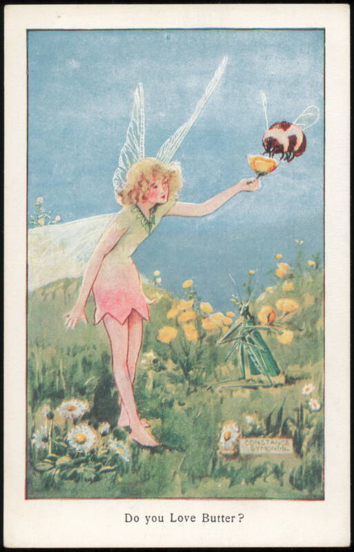 Fairy with Bee and Grasshopper, Do you Love Butter?