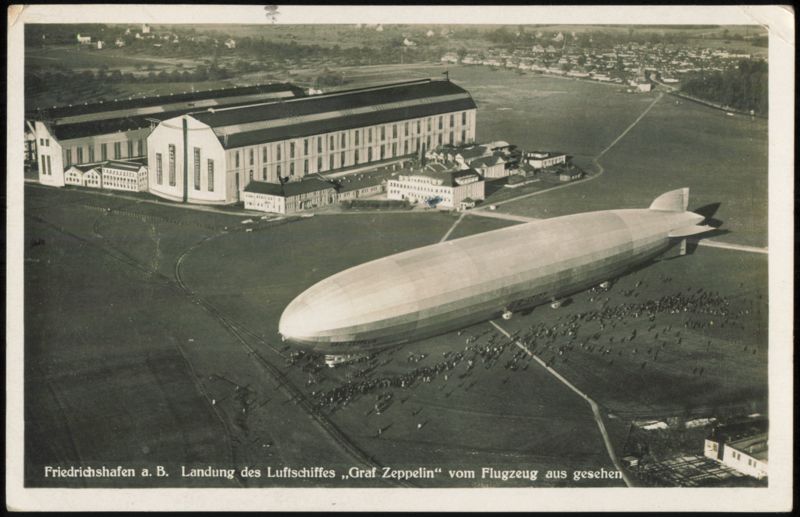 Graf Zeppelin Landing at Friedrichshafen Airship Hangar Germany
