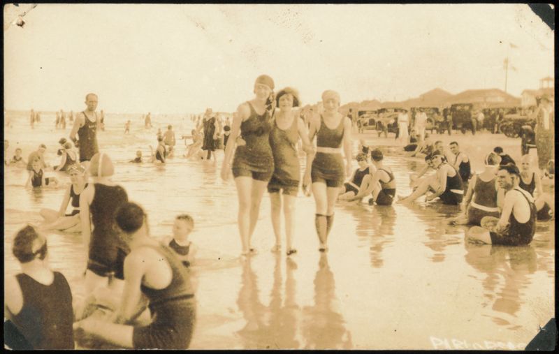 Flapper Women Swimming and Walking on the Beach St. Petersburg Florida