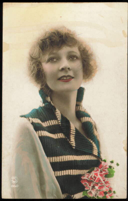 Portrait of a Young Woman with Short Hair and Flowers