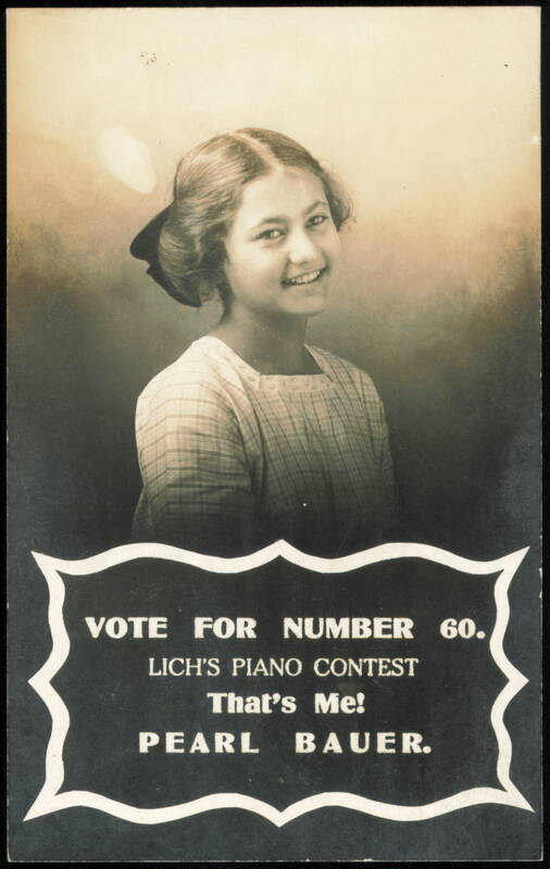 1912 Pearl Bauer, Contestant Number 60, Lich's Piano Contest