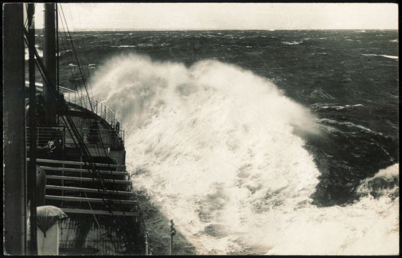 Ocean Liner Crashing Through Heavy Seas Transportation
