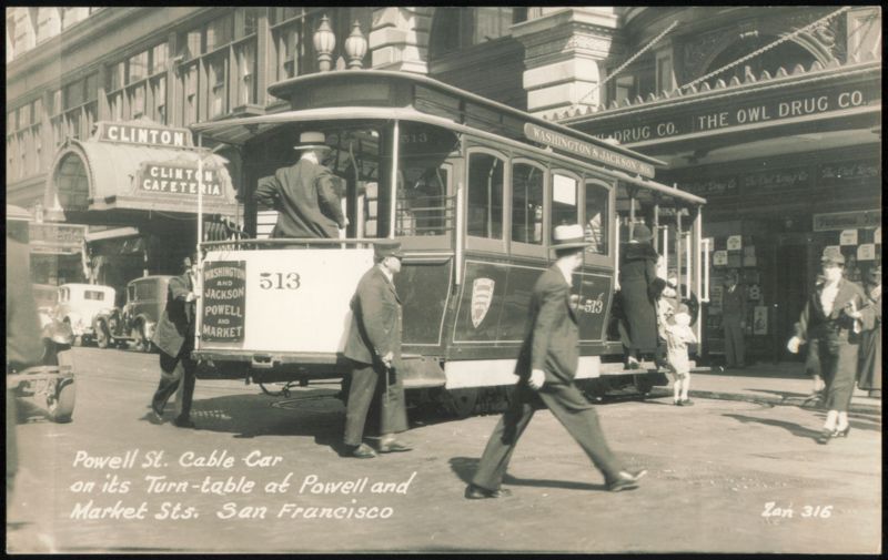 Powell Street Cable Car at Turn-table, San Francisco California