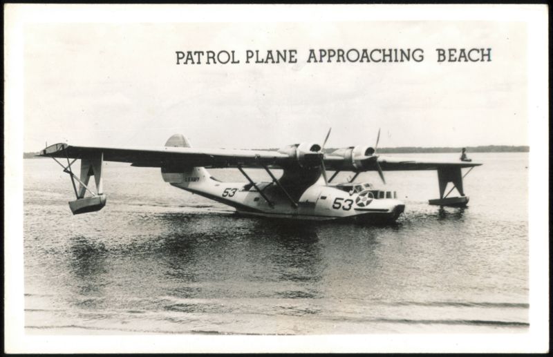 U.S. Navy Patrol Plane Approaching Beach Great Lakes Illinois