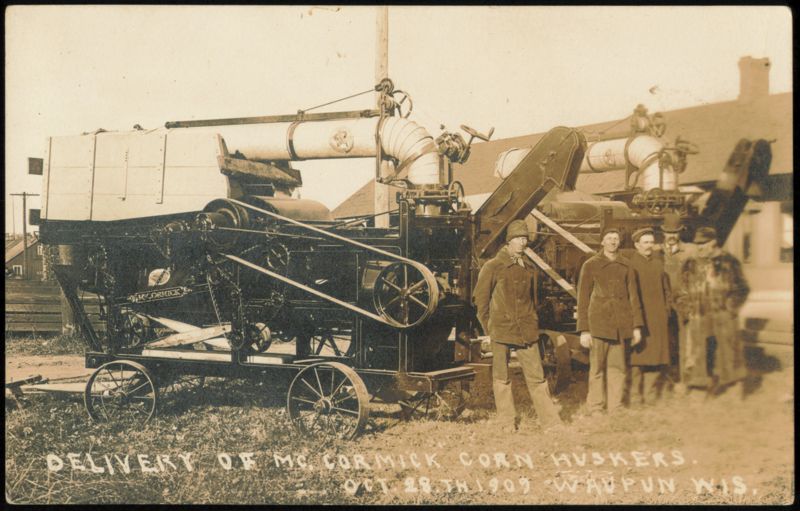 Delivery of McCormick Corn Huskers, Waupun, Wisconsin 1909