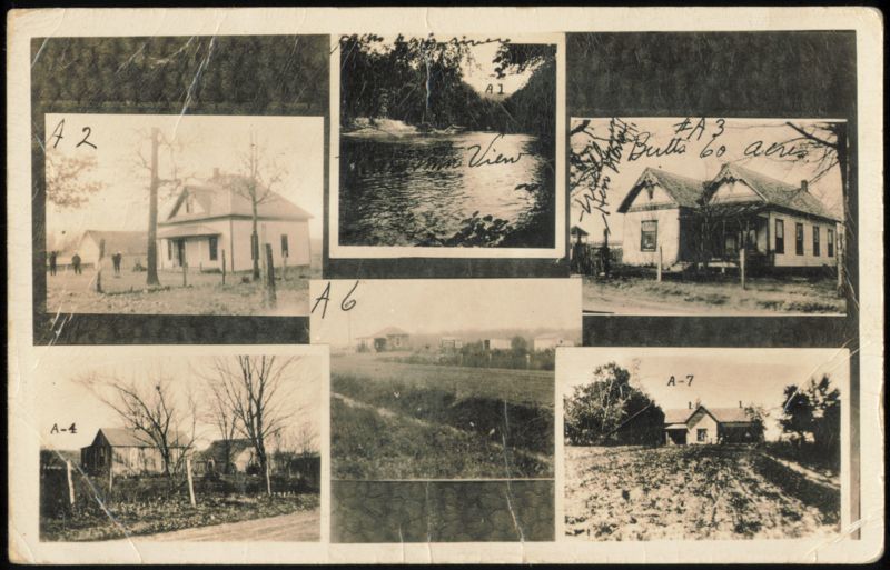 Collage of Rural Homes, Farm Buildings, and River View