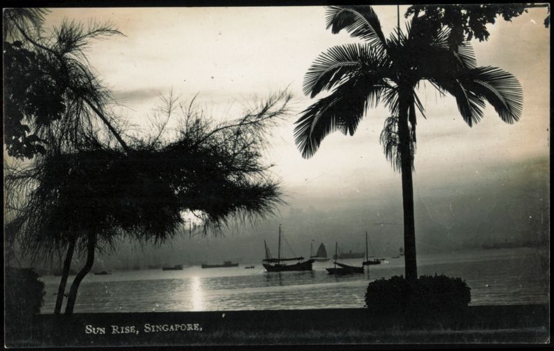 Sun Rise, Singapore Harbor Scene Southeast Asia