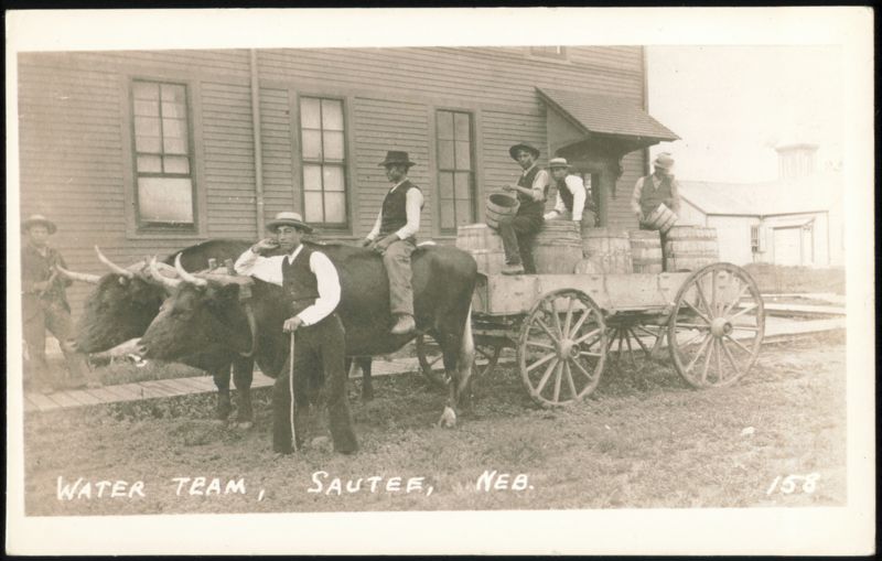 Water Team with Oxen and Barrels Santee Nebraska Occupational