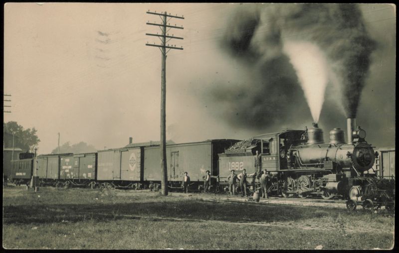 Illinois Central Railroad Locomotive 1882 and Crew Pulaski