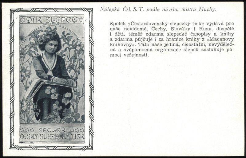 Czechoslovak Blind Printing Association Mucha Design Prague Czechoslovakia