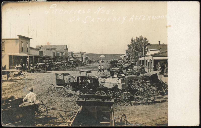 Litchfield on Saturday Afternoon, Horse-Drawn Carriages Nebraska