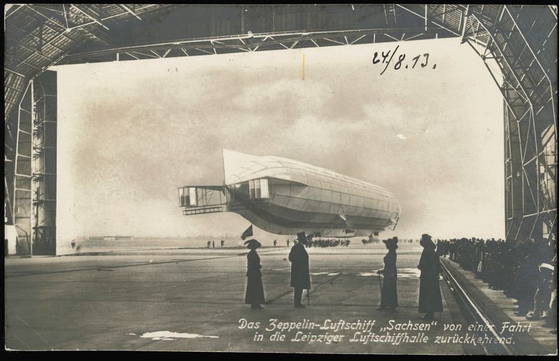 Zeppelin Airship Sachsen Returning to Leipzig Airship Hall Germany