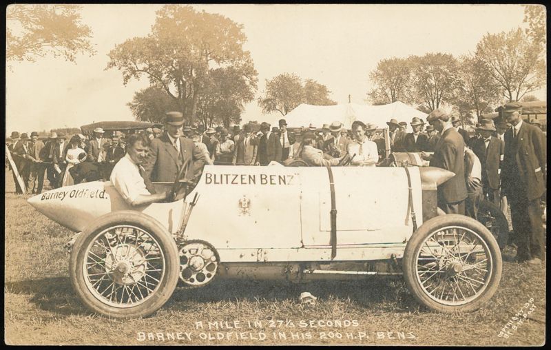 Barney Oldfield in his 200 H.P. Blitzen Benz Race Car
