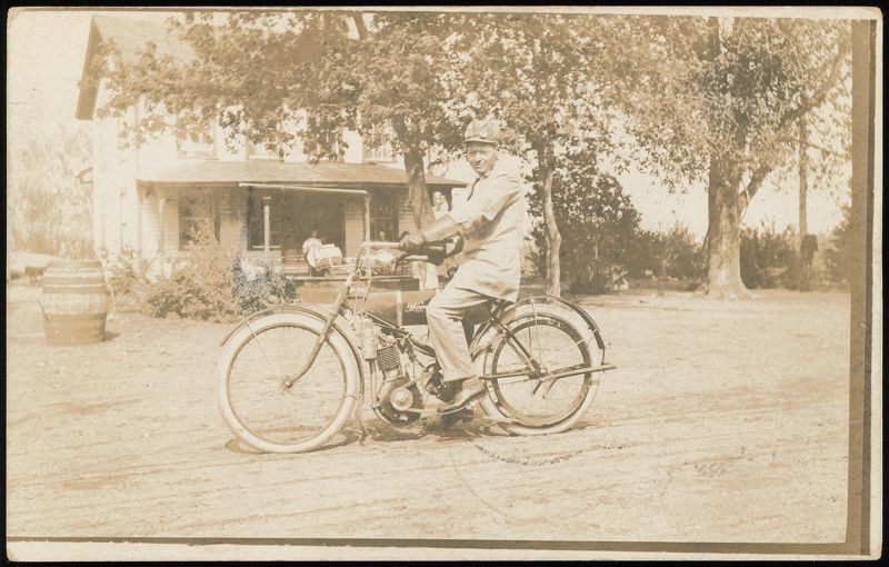 Man on Wagner Motorcycle, 1911 Norwood Minnesota Motorcycles